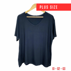 Kit com 3 Blusas Gola V Plus Size Viscolycra - comprar online