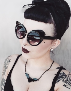  óculos de sol preto feminino gatinho moda alternativa 