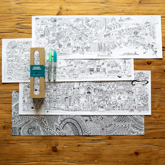 Pack 'Ciudades ilustradas' - 4 láminas individuales para pintar - comprar online