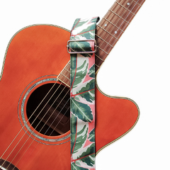 Correa para guitarra estampa Ficus Ruby fondo coral marca Hula Bags
