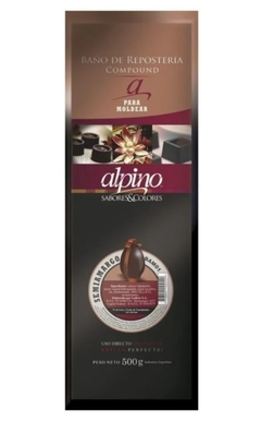 CHOCOLATE BAÑO DE REPOSTERÍA PARA MOLDEAR ALPINO SEMIAMARGO POR 500 GR. POR UNIDAD, POR DOS UNIDADES POR CAJA DE 6 UNIDADES