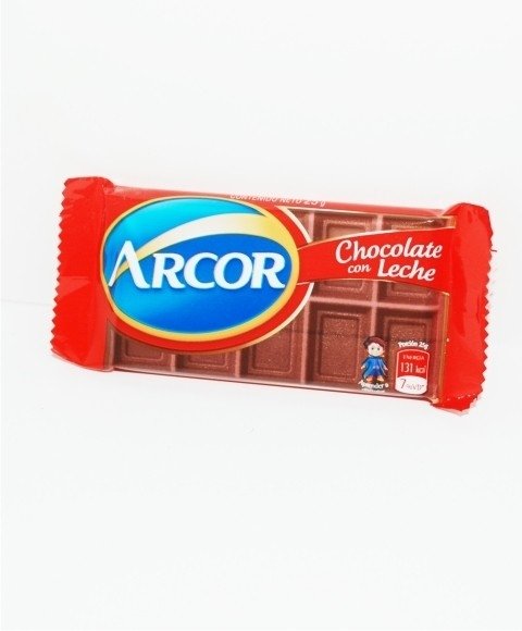 CHOCOLATE DE LECHE Y BLANCO ARCOR. CAJA DE 30 UNIDADES DE 25 GRS