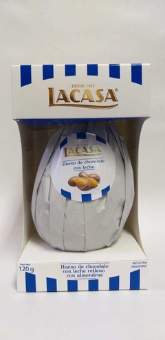 HUEVO DE PASCUA DE CHOCOLATE CON LECHE RELLENO CON ALMENDRAS LA CASA 120 GR