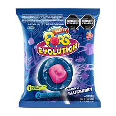 CHUPETINES MISTER POP EVOLUTION SABOR BLUEBERRY ( SIN TACC ) - BOLSA X 24 UNIDADES -