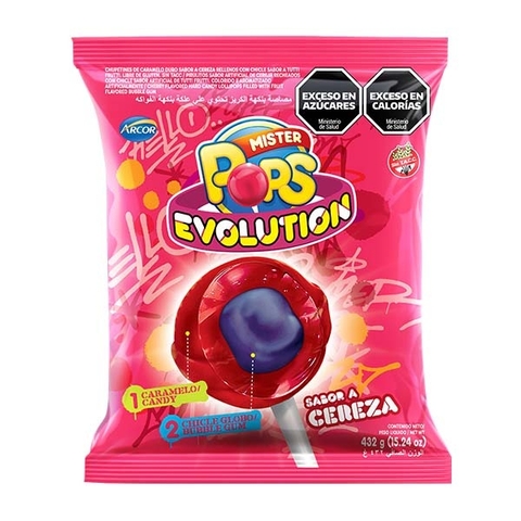 CHUPETINES MISTER POP EVOLUTION CEREZA ( SIN TACC ) - BOLSA X 24 UNIDADES -