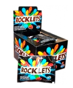 CHOCOLATE ROCKLETS CHOCOLATE CON LECHE CONFITADO 20 GRS POR CAJA DE 24 UNIDADES