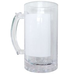 Caneca de chopp vidro cristal 475ml com tarja branca