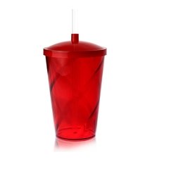 Copo twister vermelho com canudo 500ml - comprar online