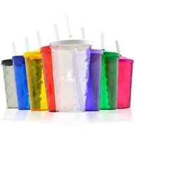 Copo twister transparente com tampa e canudo colorido 500ml - 150 unidades - comprar online