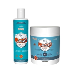 Kit Shampoo 220ml + Creme Pentear e Tratamento 2 em 1 500g Vegano Rei Argan Intense Griffus
