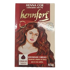 Coloração em Pó Henna Cor Vermelho Auburn Hennfort 65g