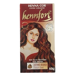 Coloração Creme Henna Cor Castanho Dourado Hennfort 60g
