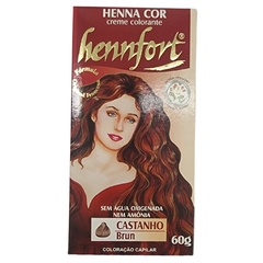 Coloração Creme Henna Cor Castanha Hennfort 60g