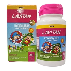 Suplemento de Vitaminas A, C, D e do Complexo B Sabor Tutti Frutti Lavitan Cimed 60 Comprimidos Mastigáveis