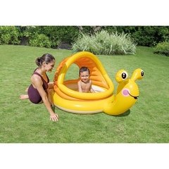 Piscina Infantil Inflável com Cobertura Caracol Preguiçoso 1.45m x1.02m x 74cm Intex 53L 57124