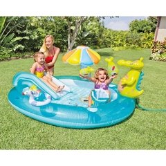 Piscina Infantil Inflável Playground Escorregador Jacaré Intex 2.03m x 1.73m x 89cm 180L 57129