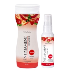 Kit Desodorante Spray Íntimo Perfumado Morango Intimament Mulher Abelha Rainha 60ml + Sabonete Íntimo com extratos Vegetais Morango Intimament Mulher Abelha Rainha 120ml