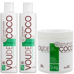 Kit Shampoo + Condicionador + Creme de Pentear Vou de Coco Linha Vegana Griffus