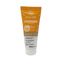 Protetor Solar Facial Tonalizante FPS 50 Toque Seco Bege Claro Isacare 60ml