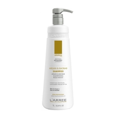 Shampoo Argan & Baobab Argânia Cabelos Secos e Ressecados Vegano LARREE 1L