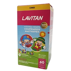 Suplemento de Vitaminas A, C, D e do Complexo B Sabor Tutti Frutti Lavitan Cimed 60 Comprimidos Mastigáveis