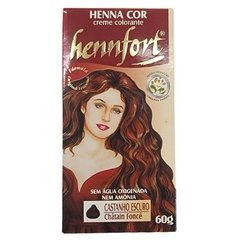 Coloração Creme Henna Cor Castanho Escuro Hennfort 60g