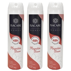 Kit 3 Desodorante Antitranspirante Aerossol Women Magnolia Suave Isacare 150ml/90g