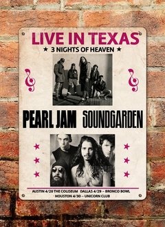 Chapa rústica concierto Pearl Jam Soundgarden 1992 - comprar online