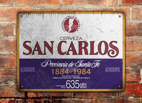 CHAPA RÚSTICA CERVEZA SAN CARLOS 1984