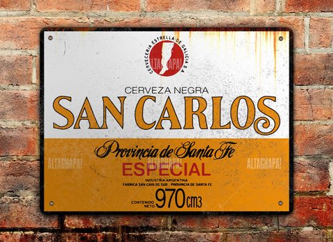 CHAPA RÚSTICA CERVEZA SAN CARLOS NEGRA ESPECIAL