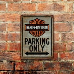 Chapa rústica Harley Davidson Parking Only