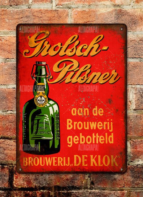 Chapa rústica cerveza Grolsch Pilsener