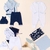 Conjunto huellitas azules+ Conejito soñador+ dos bodies+ enterito+ manta+ campera+ babero bandana - comprar online