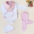 Conjunto rayado rosa - bodie blanco picot rosa - babero rosa