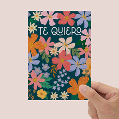 Tarjeta "te quiero" flores azul - comprar online