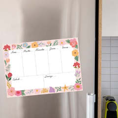 Planner magnético semanal flores rosa