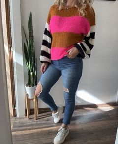 Sweater Rayado Mohair - ANIMAL PINK