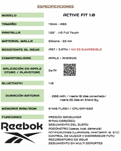 Smartwatch Reebok Active 1.0 RV-ATF-U0-PBIM-BB - tienda online