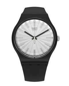 Reloj Swatch Unisex Silver Shield Suob172 Silicona 3 Bar