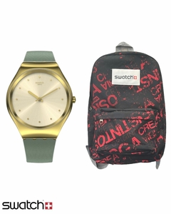 Reloj Swatch GREEN MOIRE SYXG113 + MOCHILA