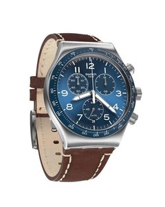 Reloj Swatch Hombre Casual Blue Yvs466 Acero Cuero Marron - comprar online