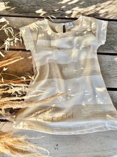 VESTIDO MANGA CORTA RAYAS BEIGE Y CREMA - comprar online