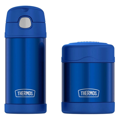 Kit Garrafa Térmica + Pote Térmico Thermos (Cores Azul ou Rosa) na internet