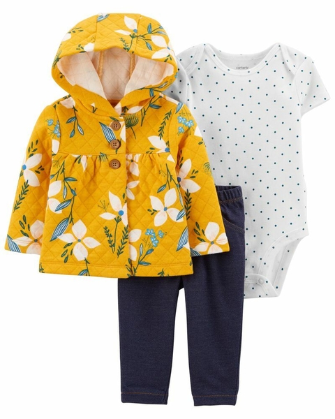 Kit com 3 peças (Casaquinho + Body + Calça) Floral - Carter's