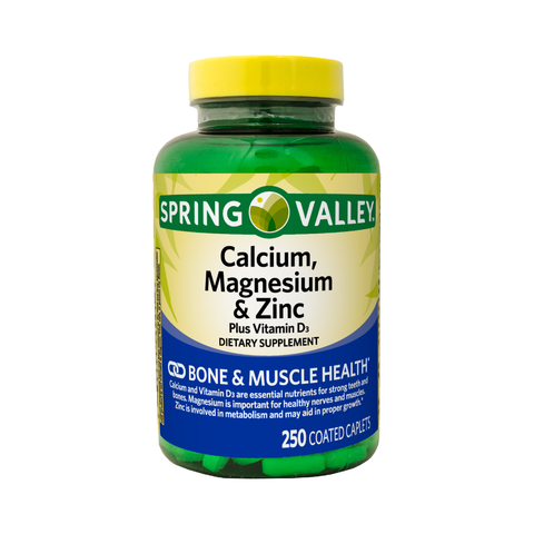 Vitamina Cálcio, Magnésio & Zinco + Vitamina D3 - Spring Valley - 250 Comprimidos