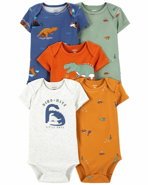 Kit com 5 bodies da Carter's - Dino-Mite