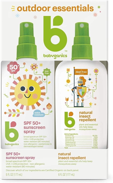 Kit BabyGanics Protetor Solar em Spray Fps 50 + Repelente - Produto Orgânico 177ml