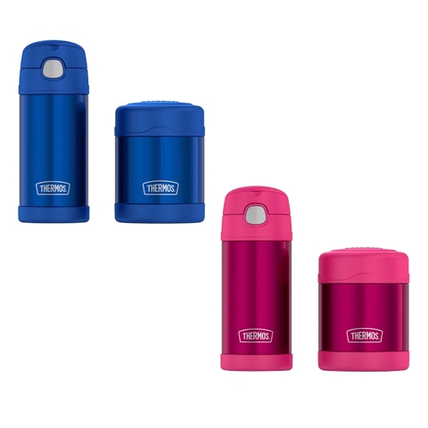 Kit Garrafa Térmica + Pote Térmico Thermos (Cores Azul ou Rosa)