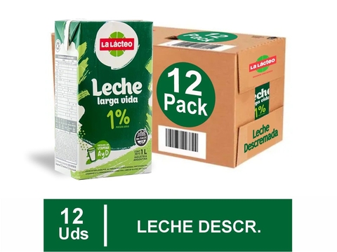 Pack Leche Descremada 12 unidades "La Lacteo"