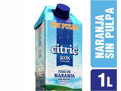 Jugo de naranja sin pulpa 1 lt "Citric"